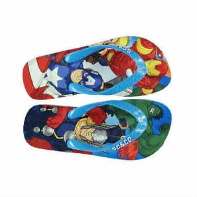 Avengers jandals with hulk, thor, captain america and iron man images