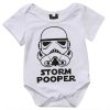 front of storm pooper baby boys romper star wars themed