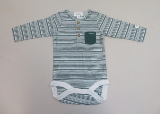 Striped baby onesie with long sleeves